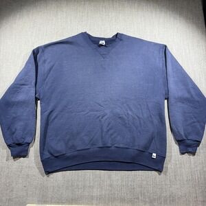 Russell Athletic Sweatshirt Mens 2XL Blue Crewneck Pullover Fleece Solid